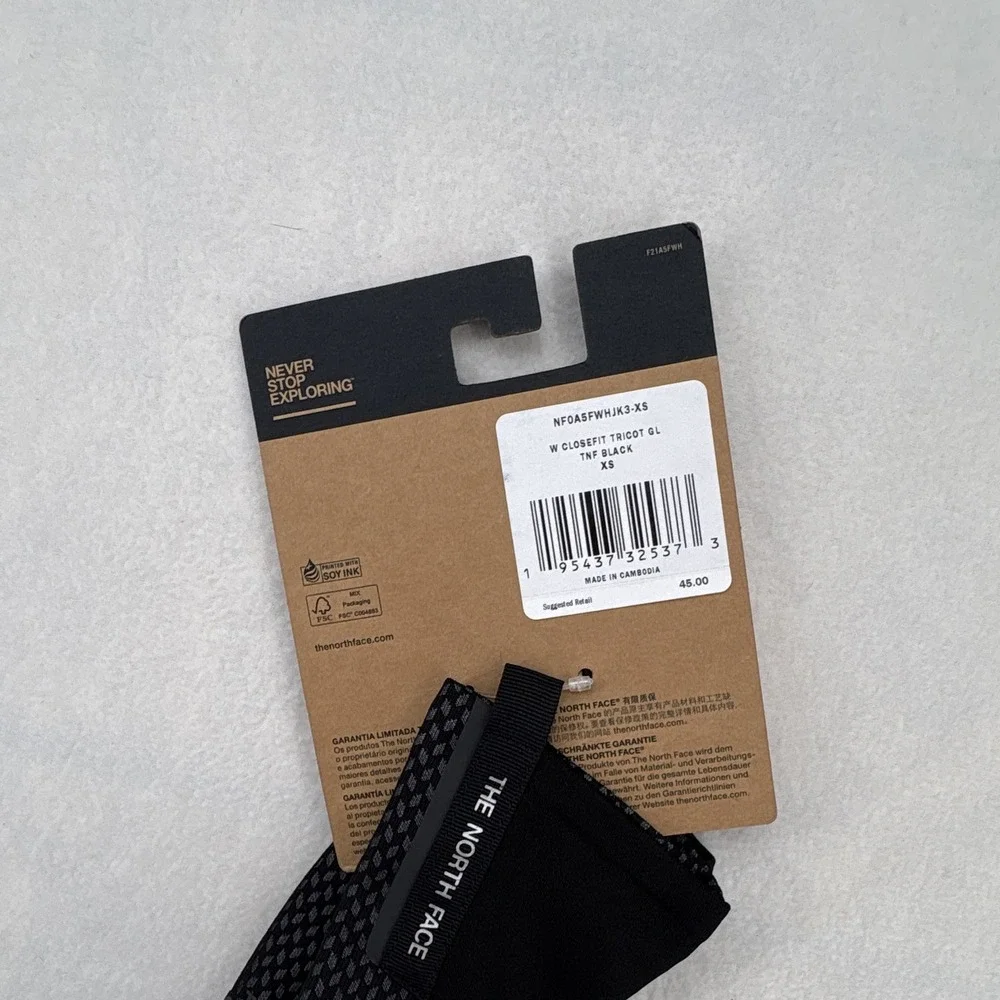 The North Face WindWall Closefit Tricot Windproof Gloves Women's XS Black/Gray